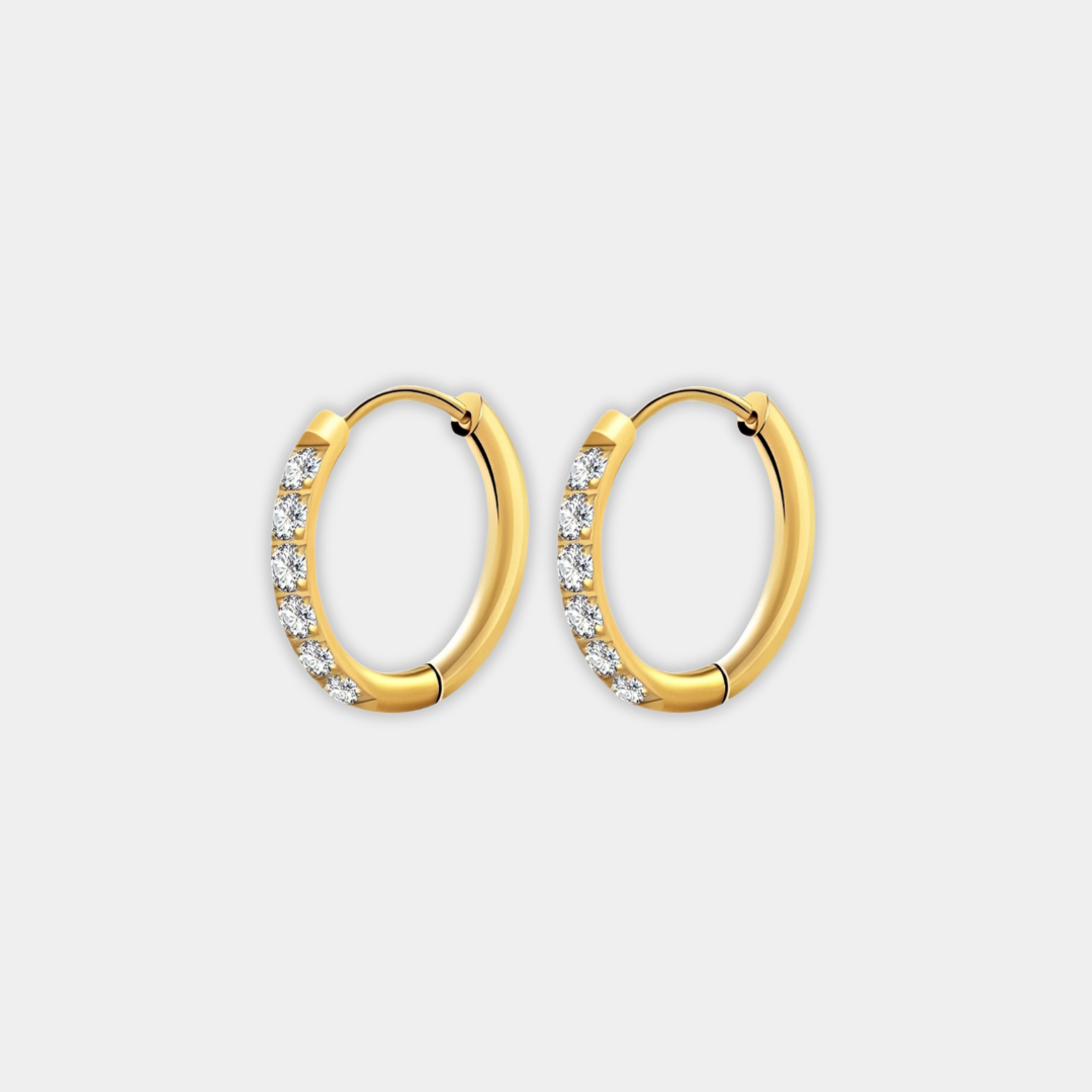 Gold Hoop Earrings Deirdre with Zirconia
