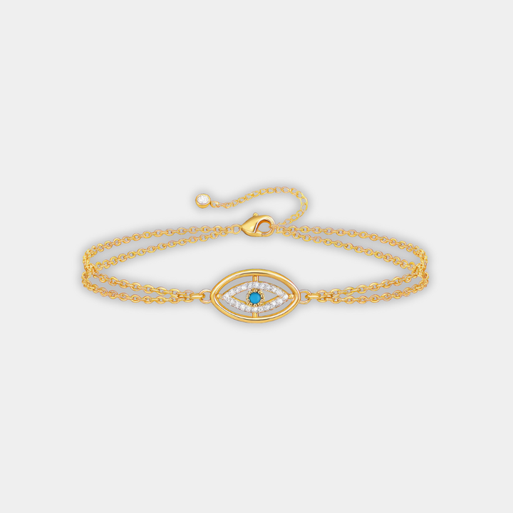 Gold Chain Bracelet Bríd with Evil Eye