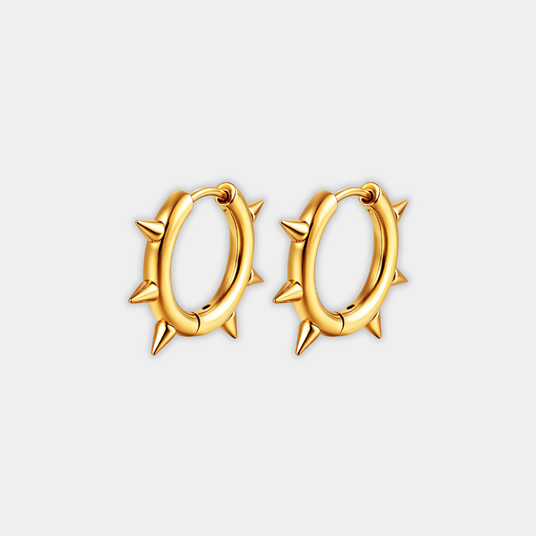 Gold Hoop Earrings Íde with Spikes