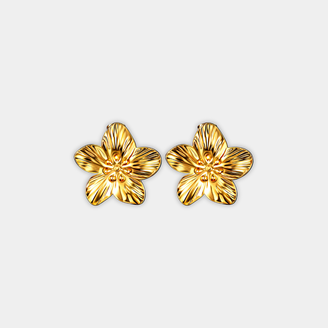 Gold Flower Stud Earrings Treasa