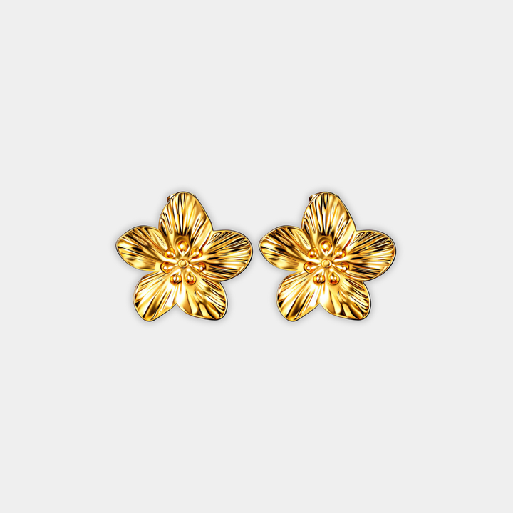 Gold Flower Stud Earrings Treasa