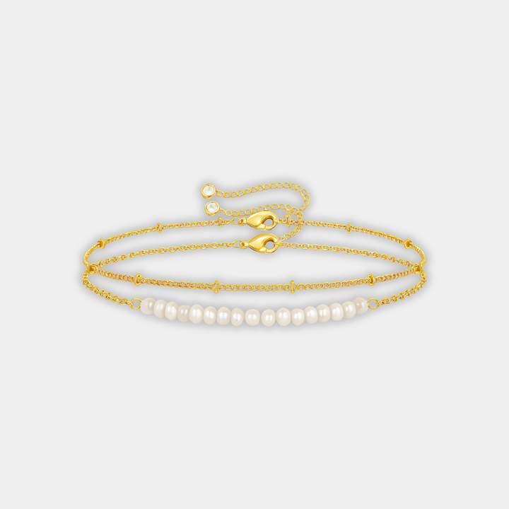 Gold Beaded Bracelet Dervla with Pearls