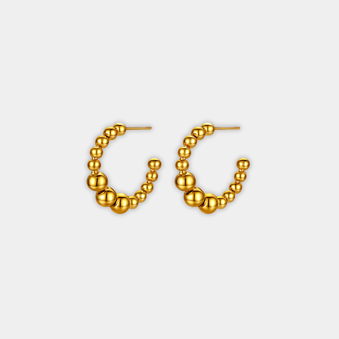 Gold Beaded Hoop Earrings Órlaith