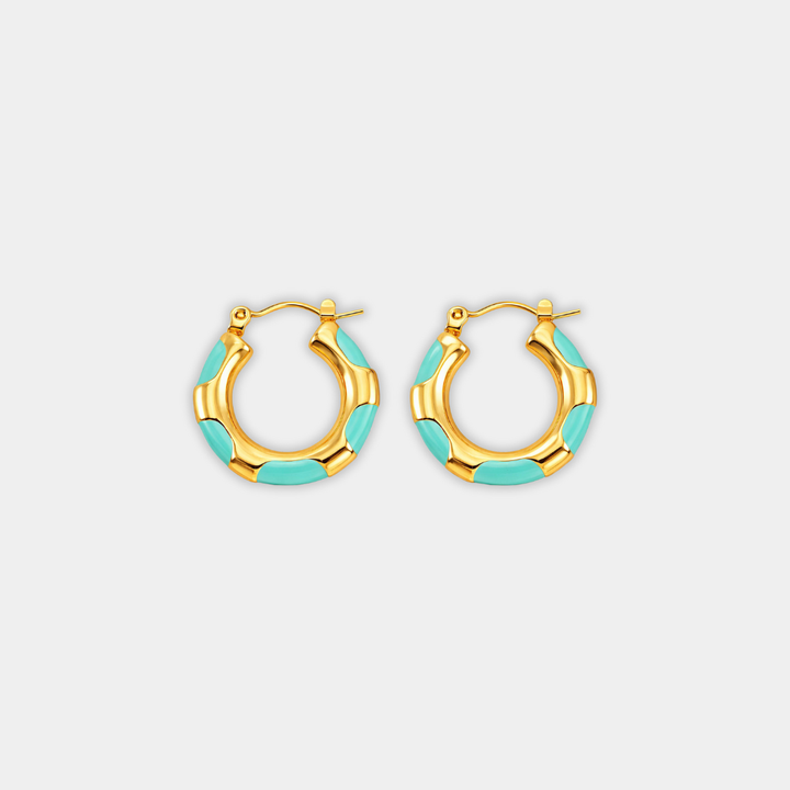 Gold Hoop Earrings Sorcha with Turquoise