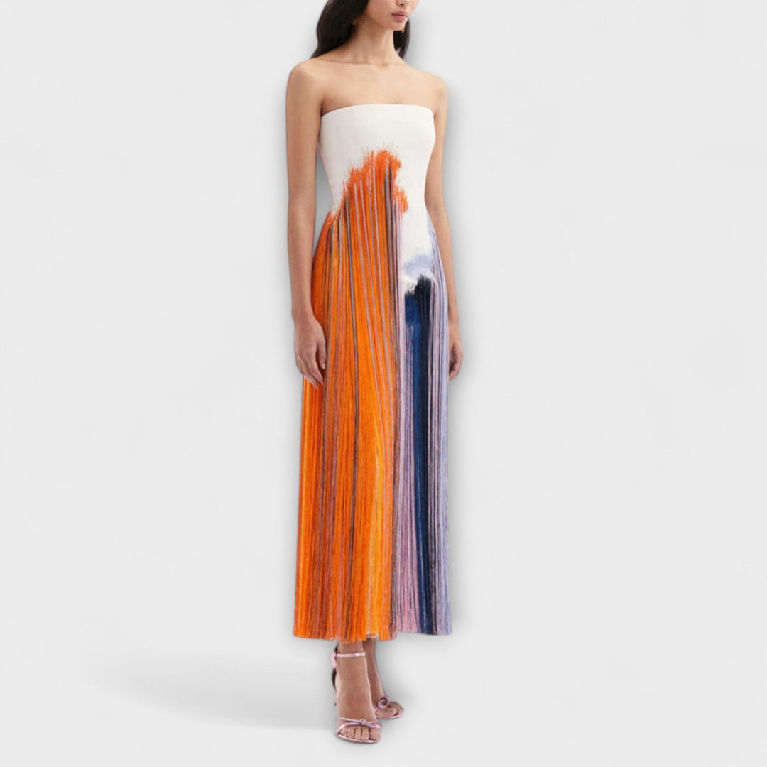 Summer - Schickes Colorblock-Kleid mit Quasten