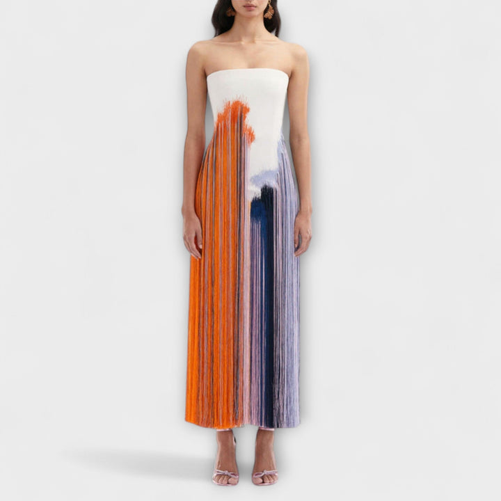 Summer - Schickes Colorblock-Kleid mit Quasten