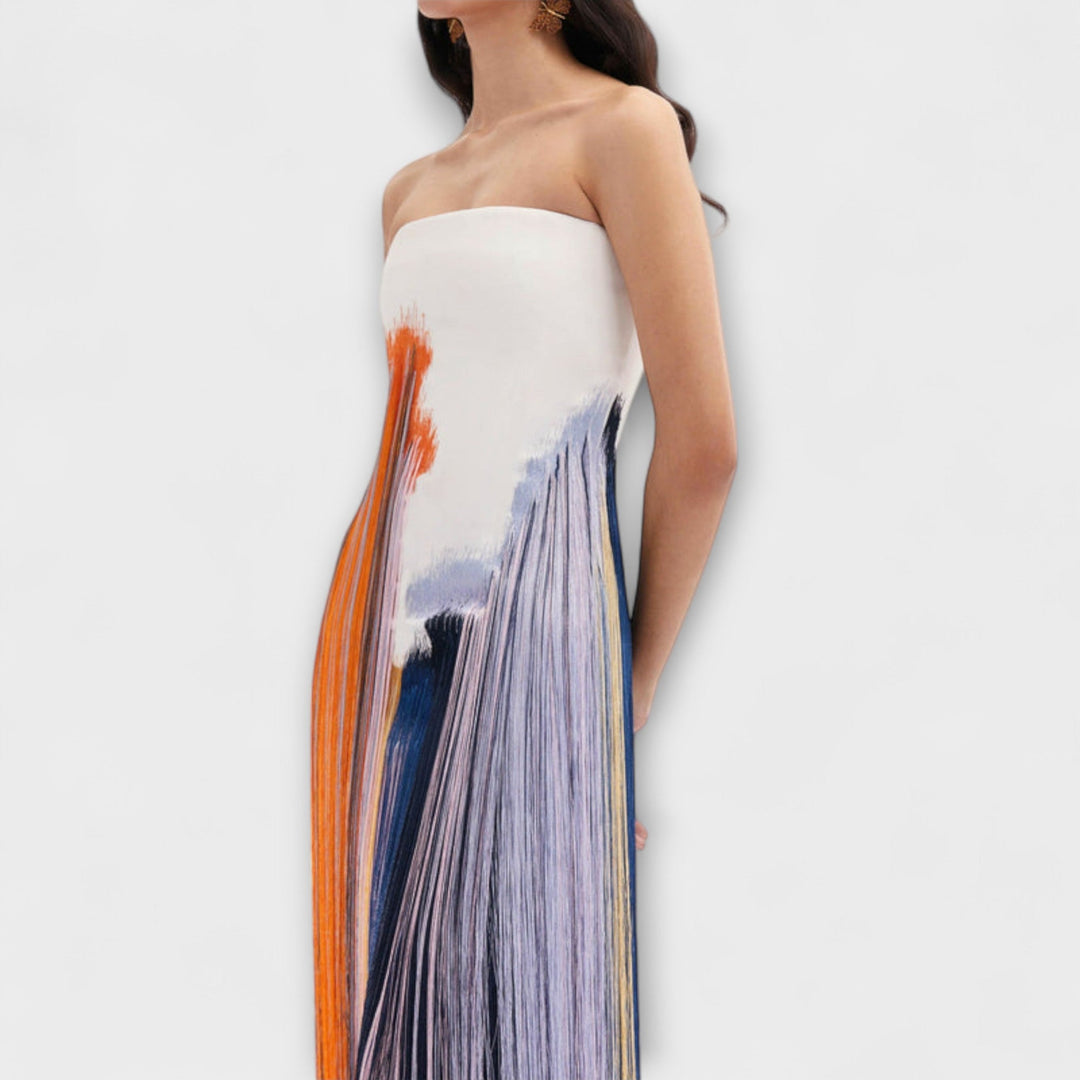 Summer - Schickes Colorblock-Kleid mit Quasten