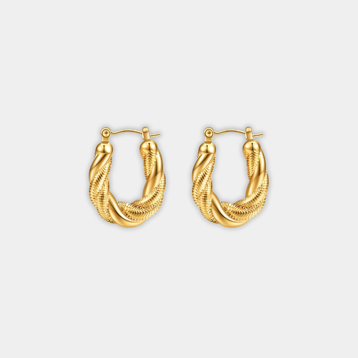 Gold Hoop Earrings Niamh with Twisted Design