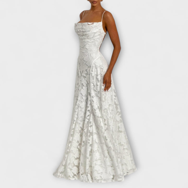 Emberly - Weisses Jacquard-Maxikleid