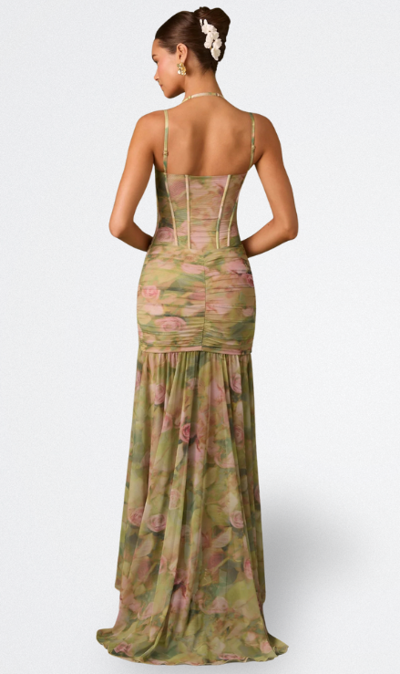 Isamara - Langes Kleid mit Korsett im Aquarell-Look