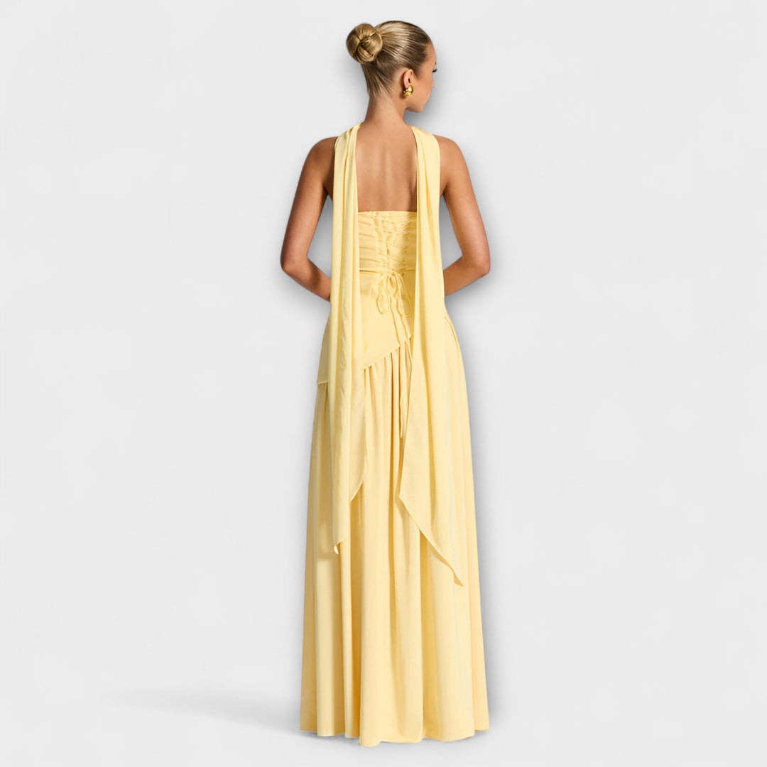 Tessa - Gelbes Maxikleid mit Schlitz