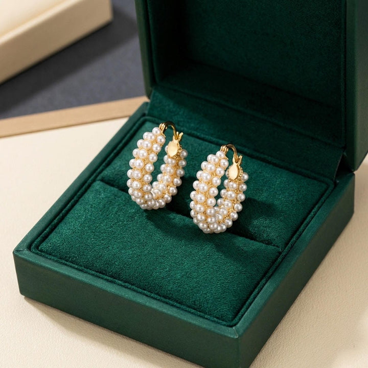 Gold Hoop Earrings Darina with Pearls