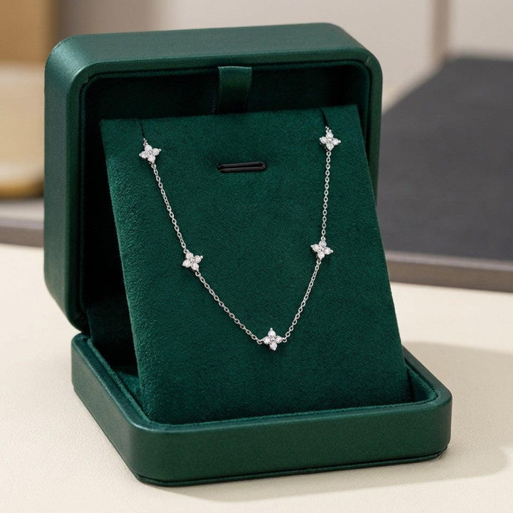 Gold Necklace Darina with Zirconia Flower Stations