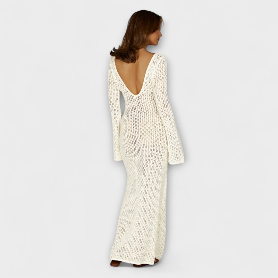 Anne - Weisses Strandkleid mit Häkeloptik