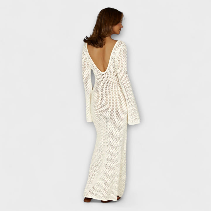 Anne - Weisses Strandkleid mit Häkeloptik