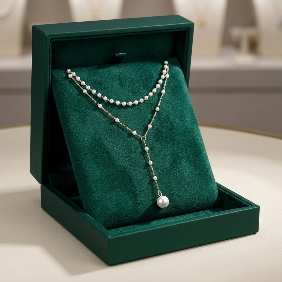 Gold Beaded Necklace Kenmare with Pearl Y-Drop