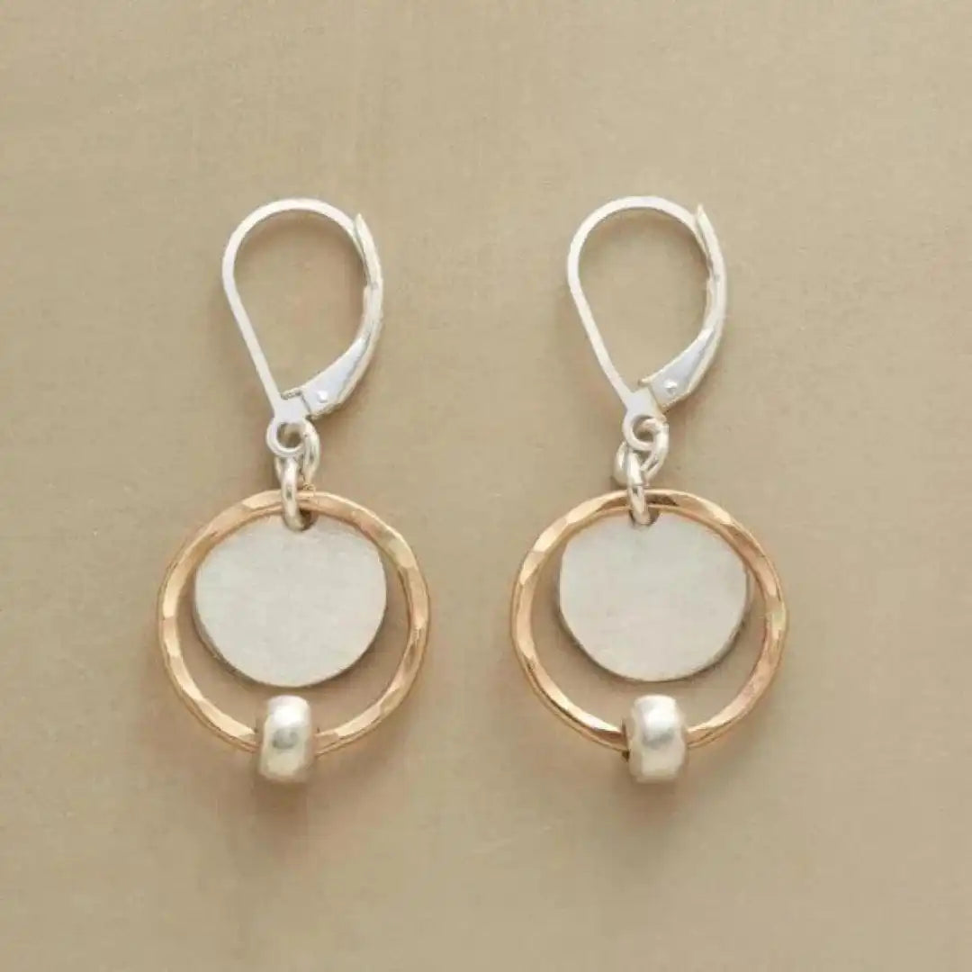 Rose Gold & Silver Drop Earrings with Pearl Accent