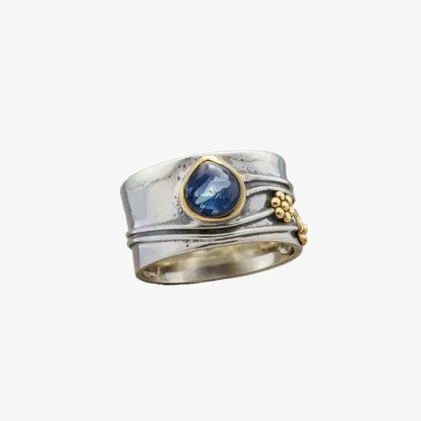 Gold & Silver Band Ring Saoirse with Sapphire
