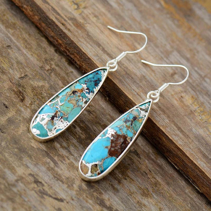 Silver Drop Earrings Emer with Turquoise