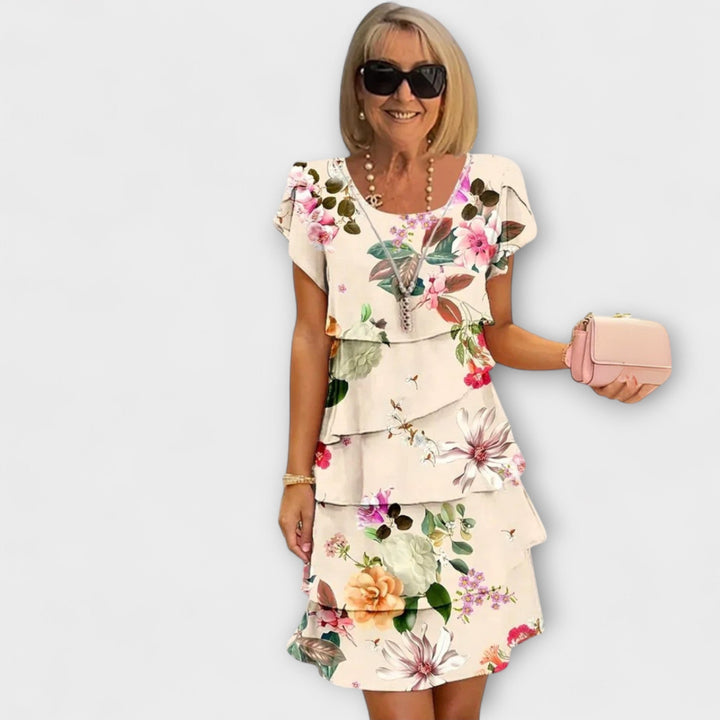 Lillian - Weisses Eleganzkleid mit Blütenmuster