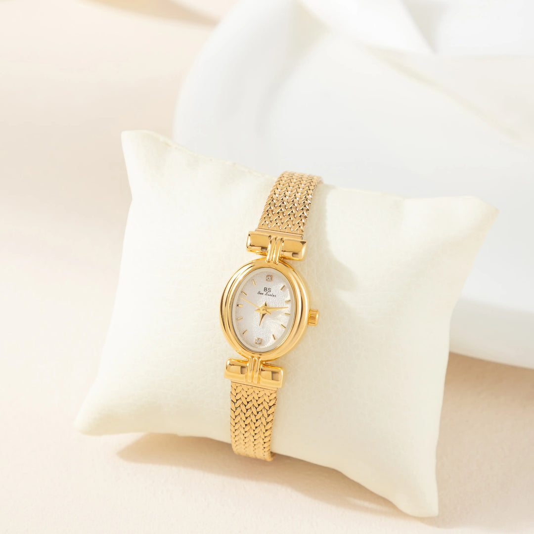 Silver Watch Fionnuala with Oval Dial and Woven Strap