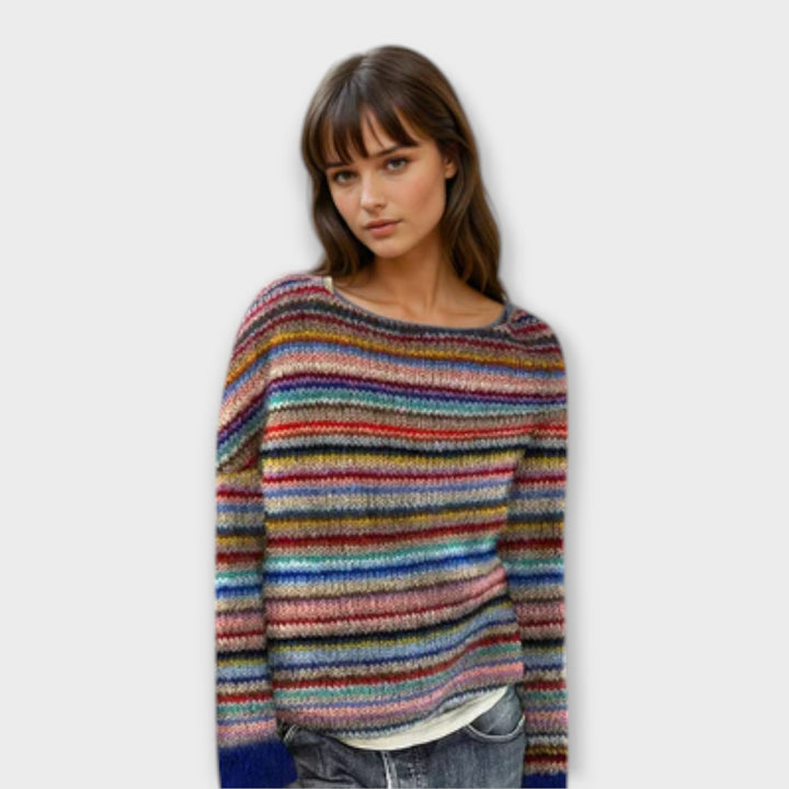 Manonin - Bunter gestreifter kuscheliger Pullover