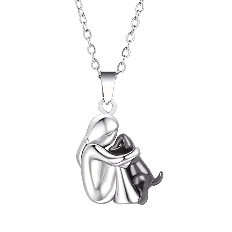 Gold & Silver Necklace Béibhinn with Woman and Dog