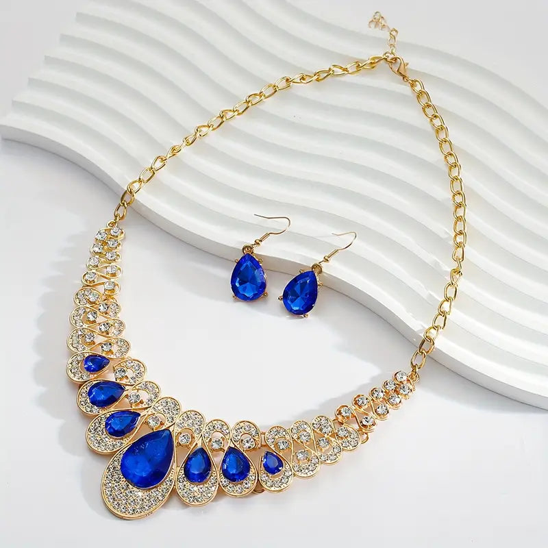 Gold Jewellery Set Maeve with Sapphire