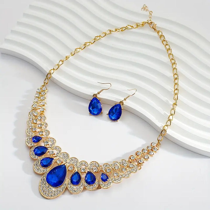 Gold Jewellery Set Maeve with Sapphire