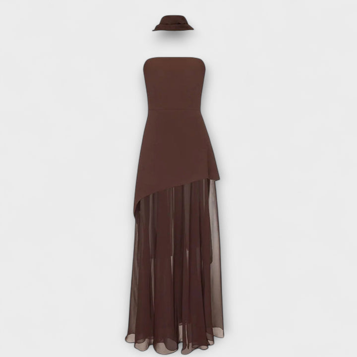 Goldie - Gelbes Chiffon-Maxikleid