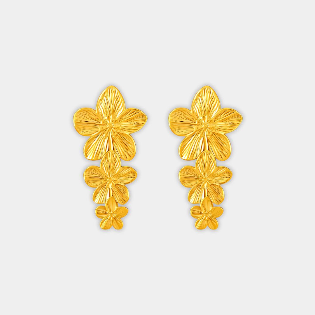 Gold Flower Drop Earrings Ciara