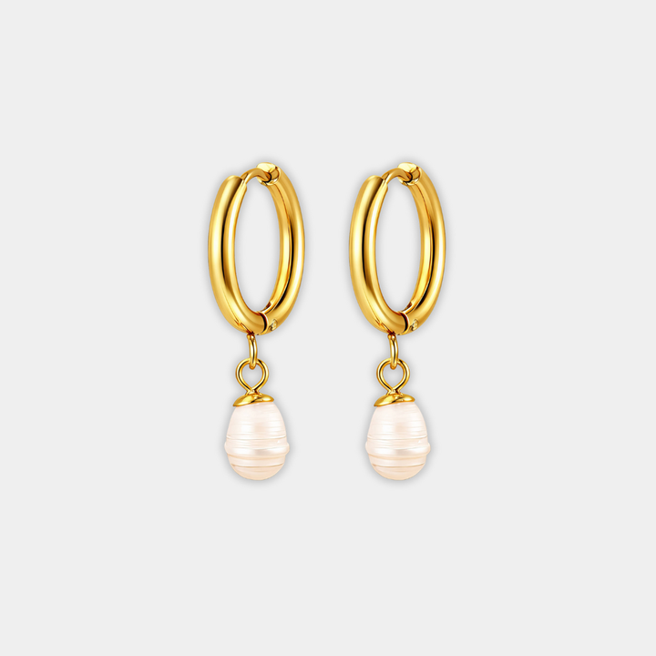 Gold Hoop Earrings Clíona with Pearl