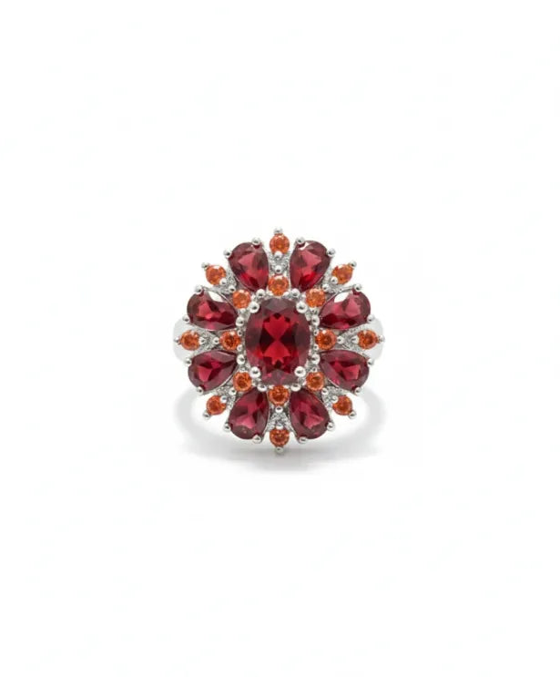 Silver Ring Sinéad with Ruby and Citrine