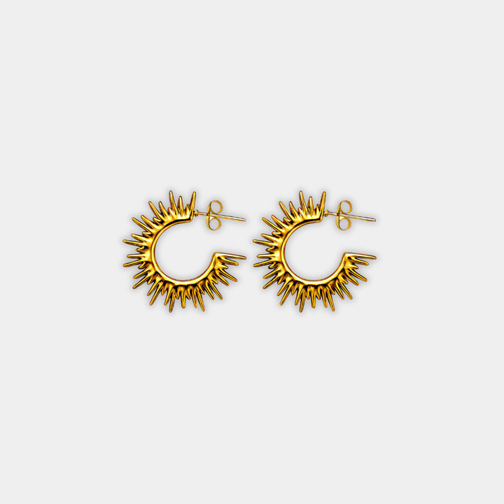 Gold Sunburst Hoop Earrings Clíodhna