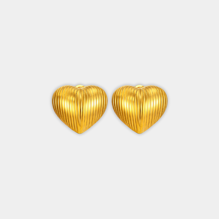 Gold Stud Earrings Nuala with Heart