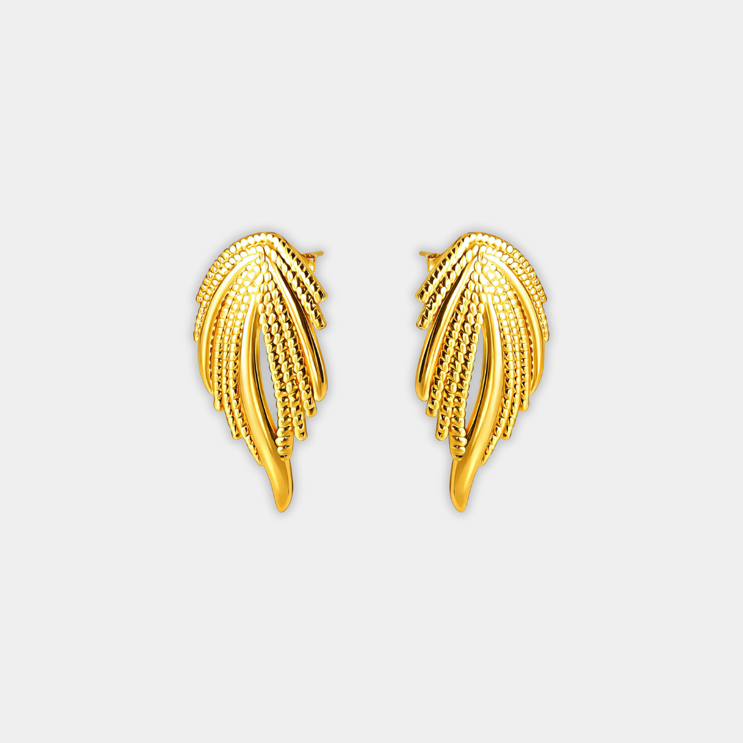 Gold Stud Earrings Deirdre with Angel Wing