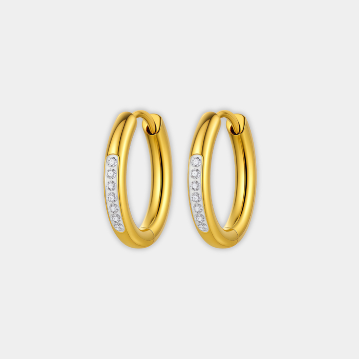 Gold Huggie Earrings Muirne with Zirconia
