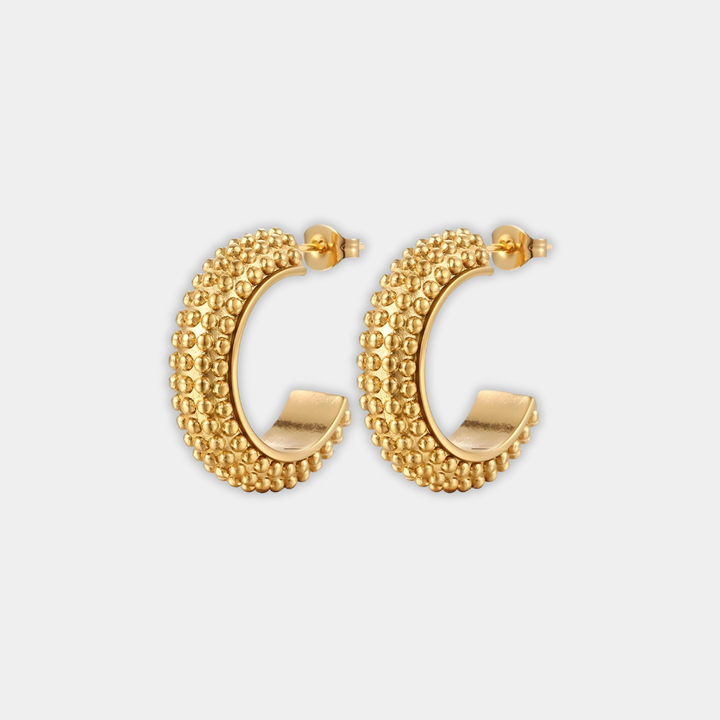 Gold Hoop Earrings Áine with Beaded Texture