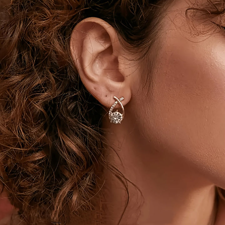 Gold Stud Earrings Sadhbh with Zirconia
