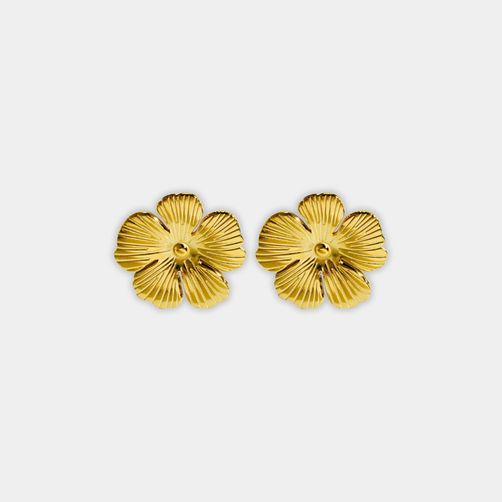 Gold Stud Earrings Saoirse with Flower