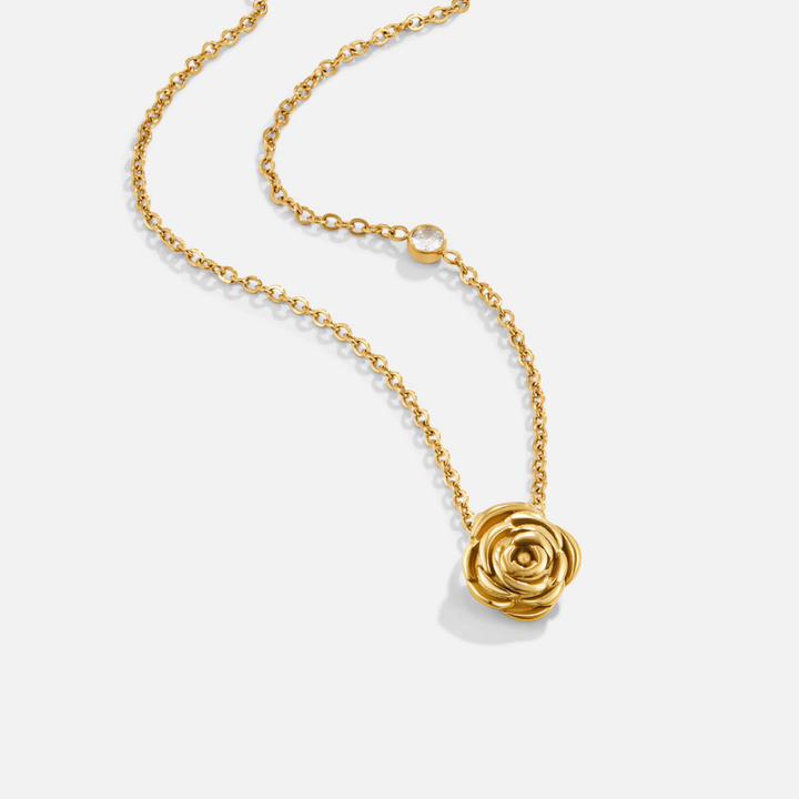 Gold Necklace Sorcha with Rose Motif