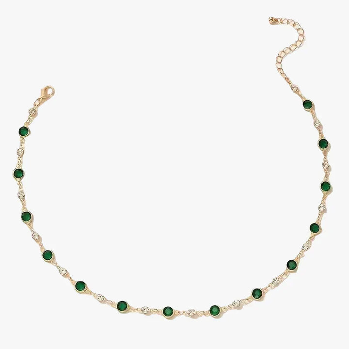 Gold Necklace Áine with Emerald