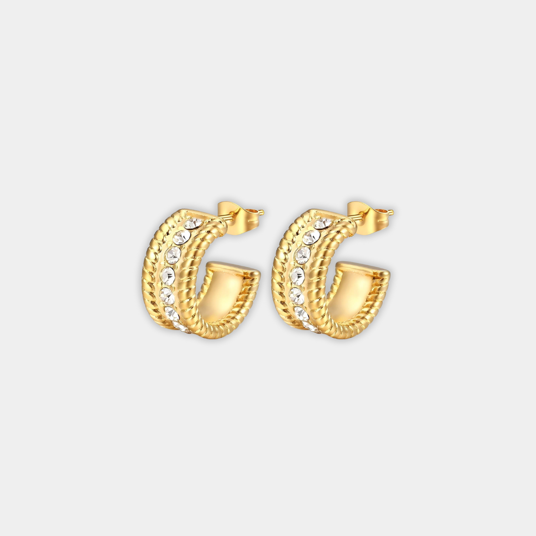 Gold Huggie Earrings Órla with Zirconia