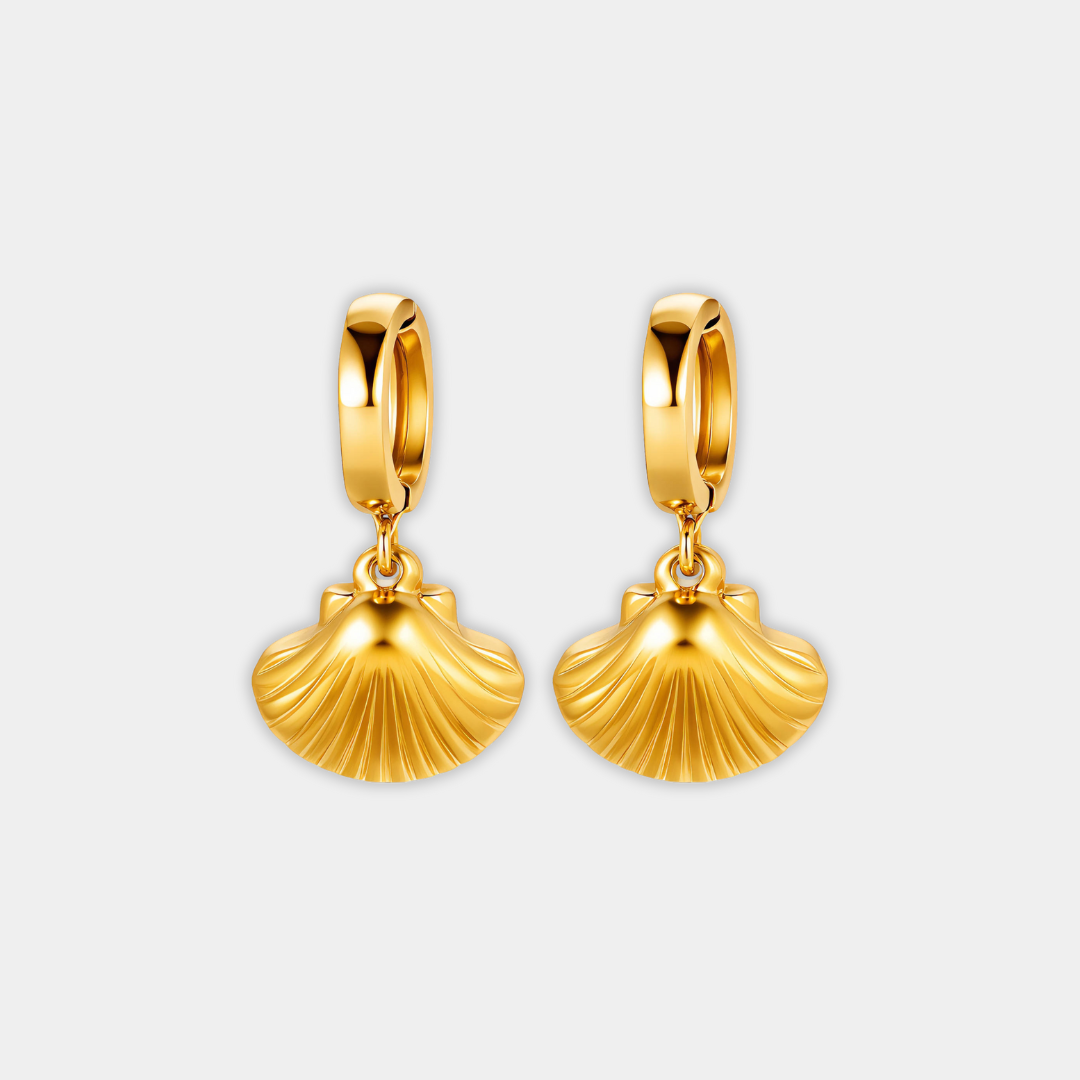 Gold Shell Drop Earrings Aisling