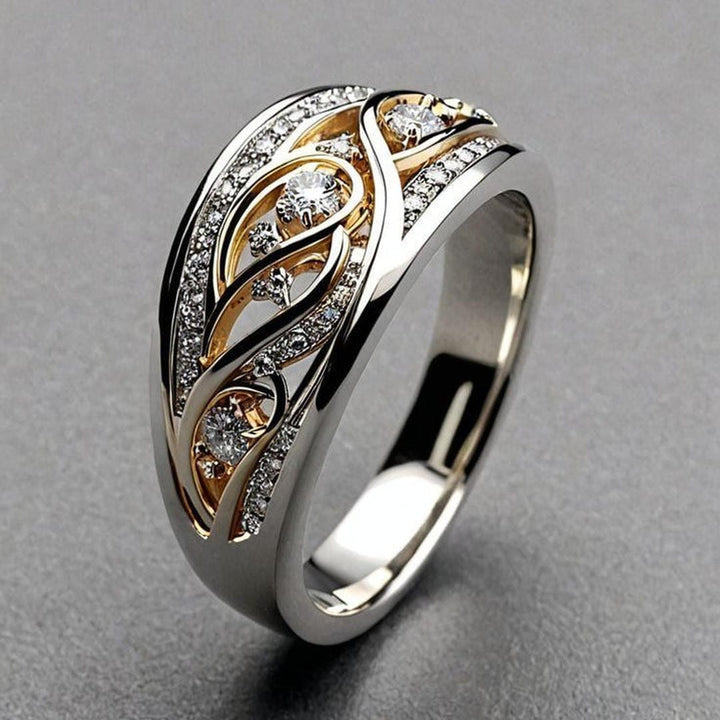 Gold & Silver Ring Muirne with Crystals