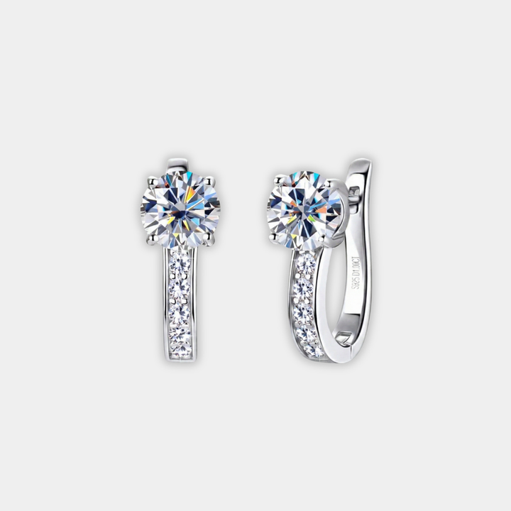 Gold Huggie Earrings Ciara with Crystal Solitaire