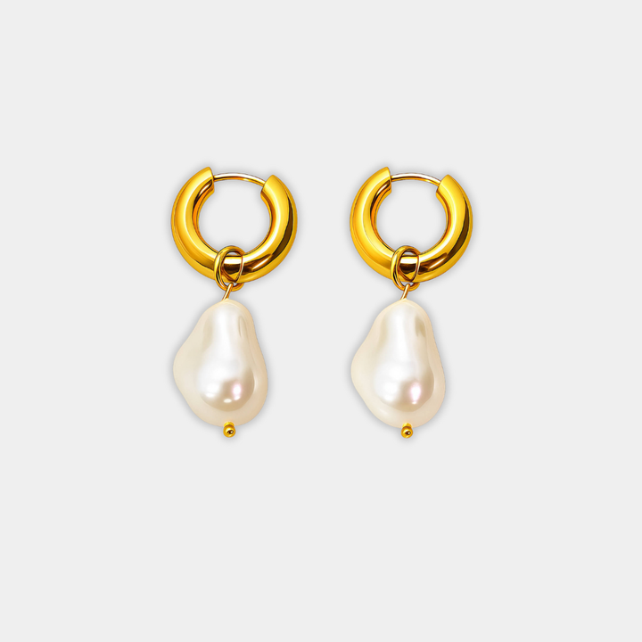 Gold Hoop Earrings Clíodhna with Pearl