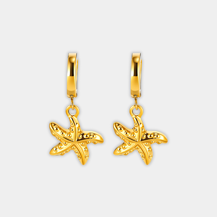 Gold Huggie Earrings Fiadh with Starfish
