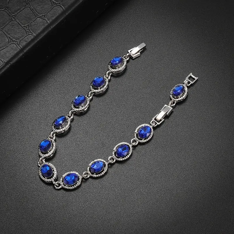 Silver Tennis Bracelet Deirdre with Sapphire Stones