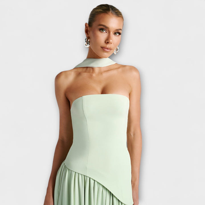 Tessa - Gelbes Maxikleid mit Schlitz